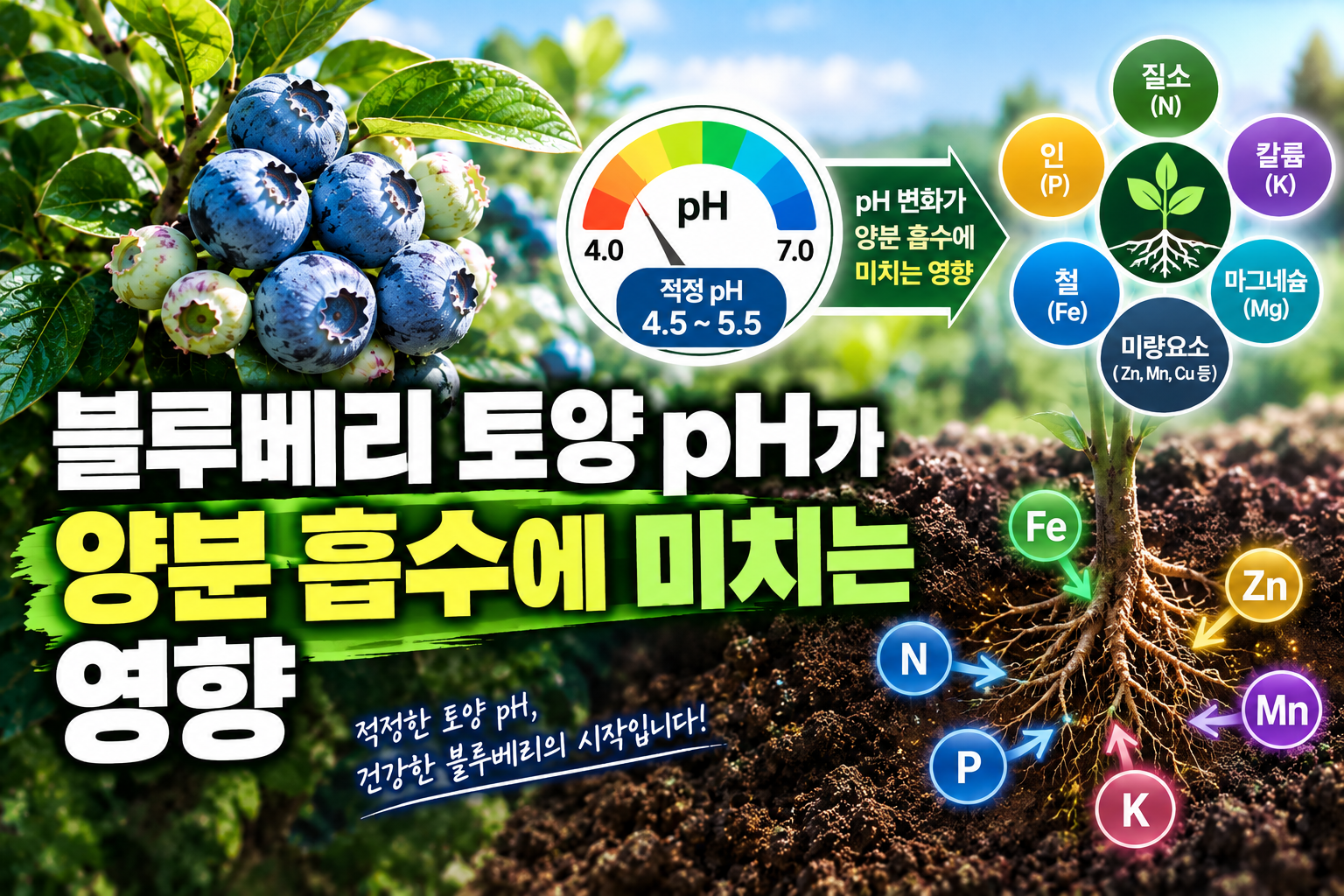 블루베리 토양 pH가 양분 흡수에 미치는 영향