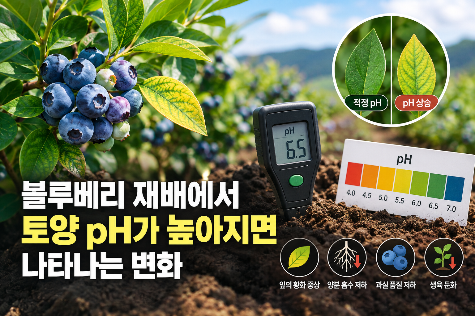 블루베리 재배에서 토양 pH가 높아지면 나타나는 변화