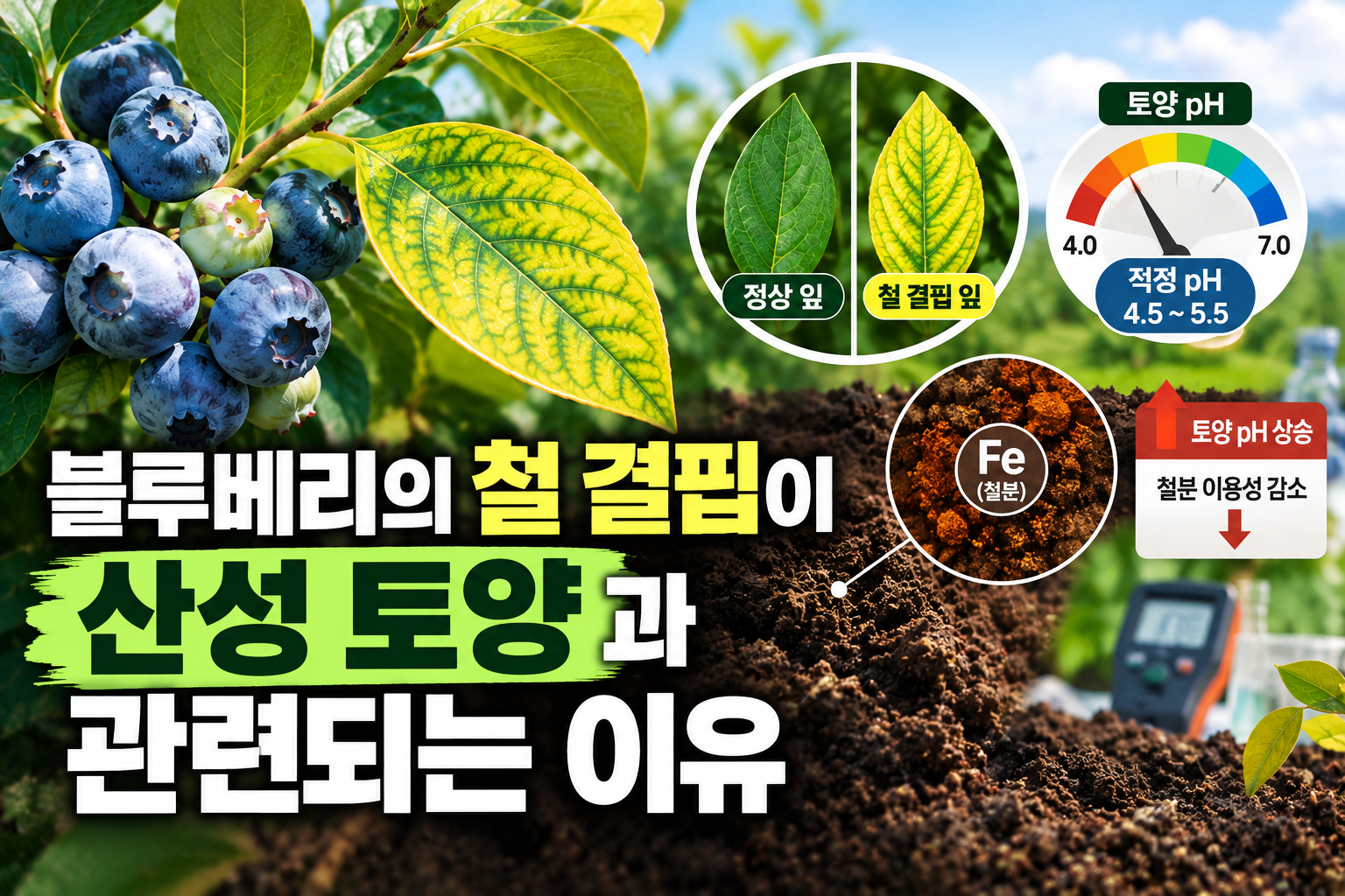 블루베리의 철 결핍이 산성 토양과 관련되는 이유