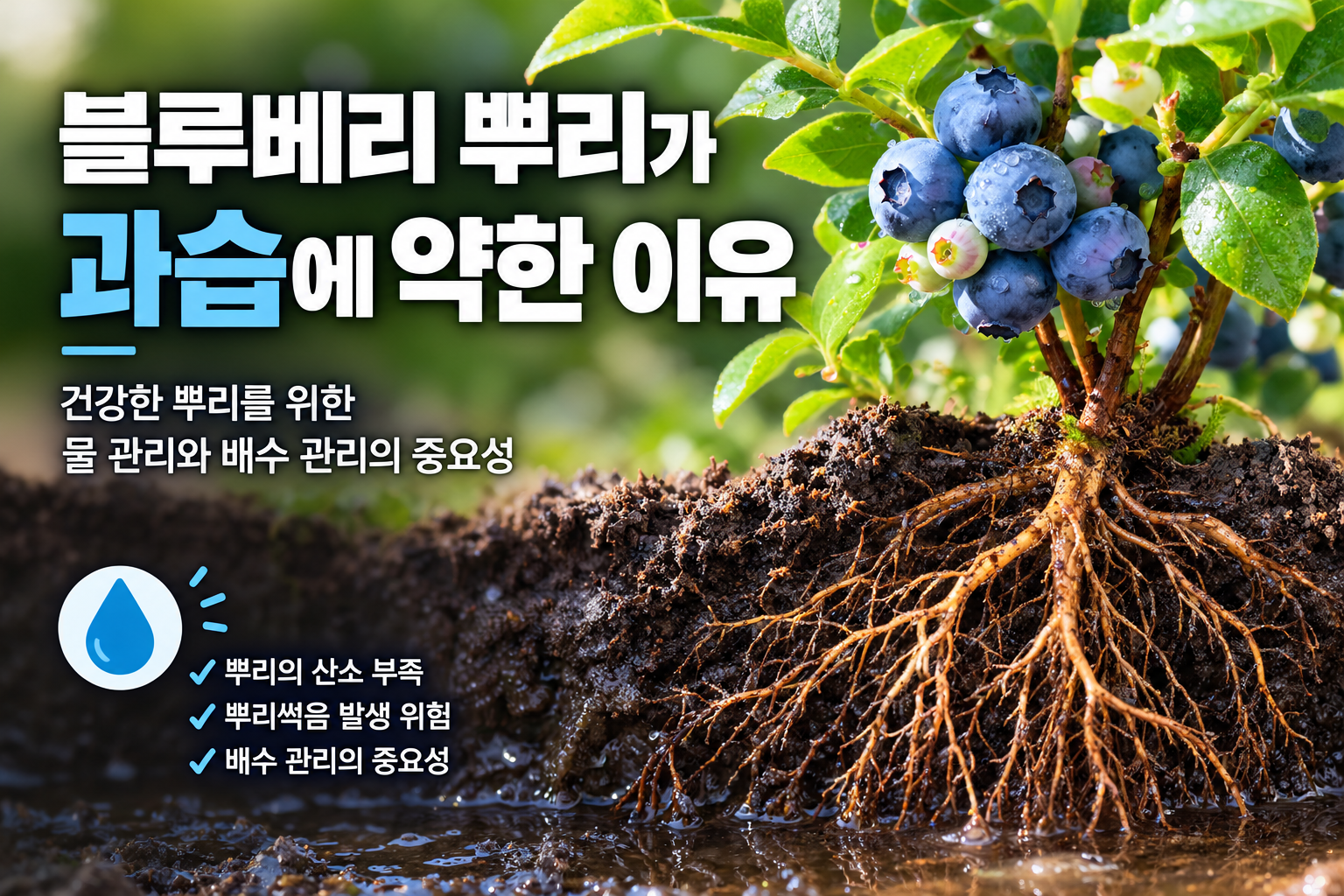 블루베리 뿌리가 과습에 약한 이유