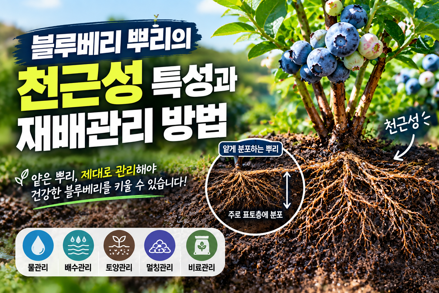 블루베리 뿌리의 천근성 특성과 재배관리 방법