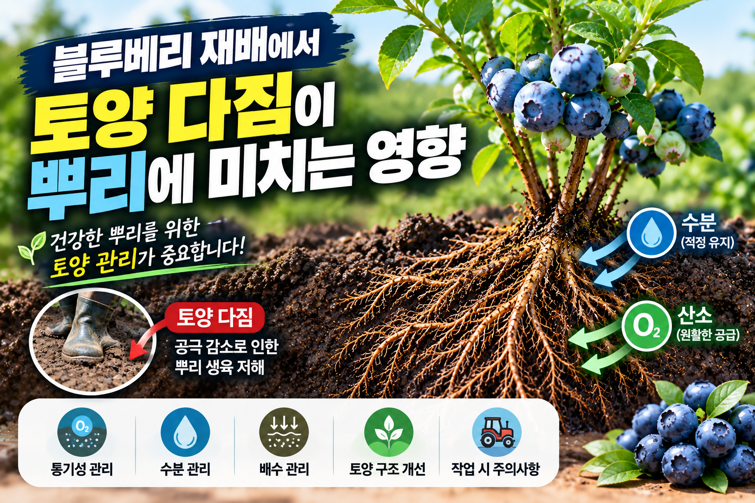 블루베리 재배에서 토양 다짐이 뿌리에 미치는 영향
