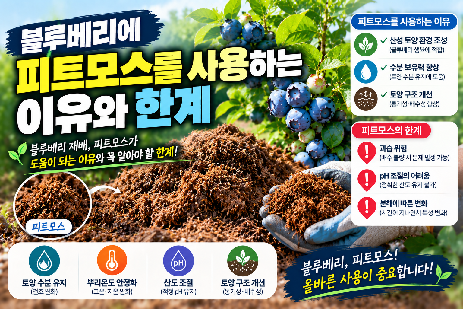 블루베리에 피트모스를 사용하는 이유와 한계