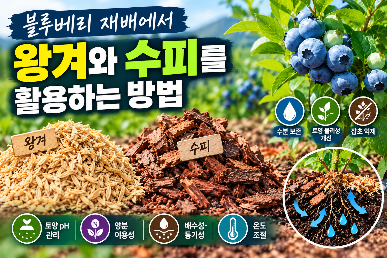 블루베리 재배에서 왕겨와 수피를 활용하는 방법