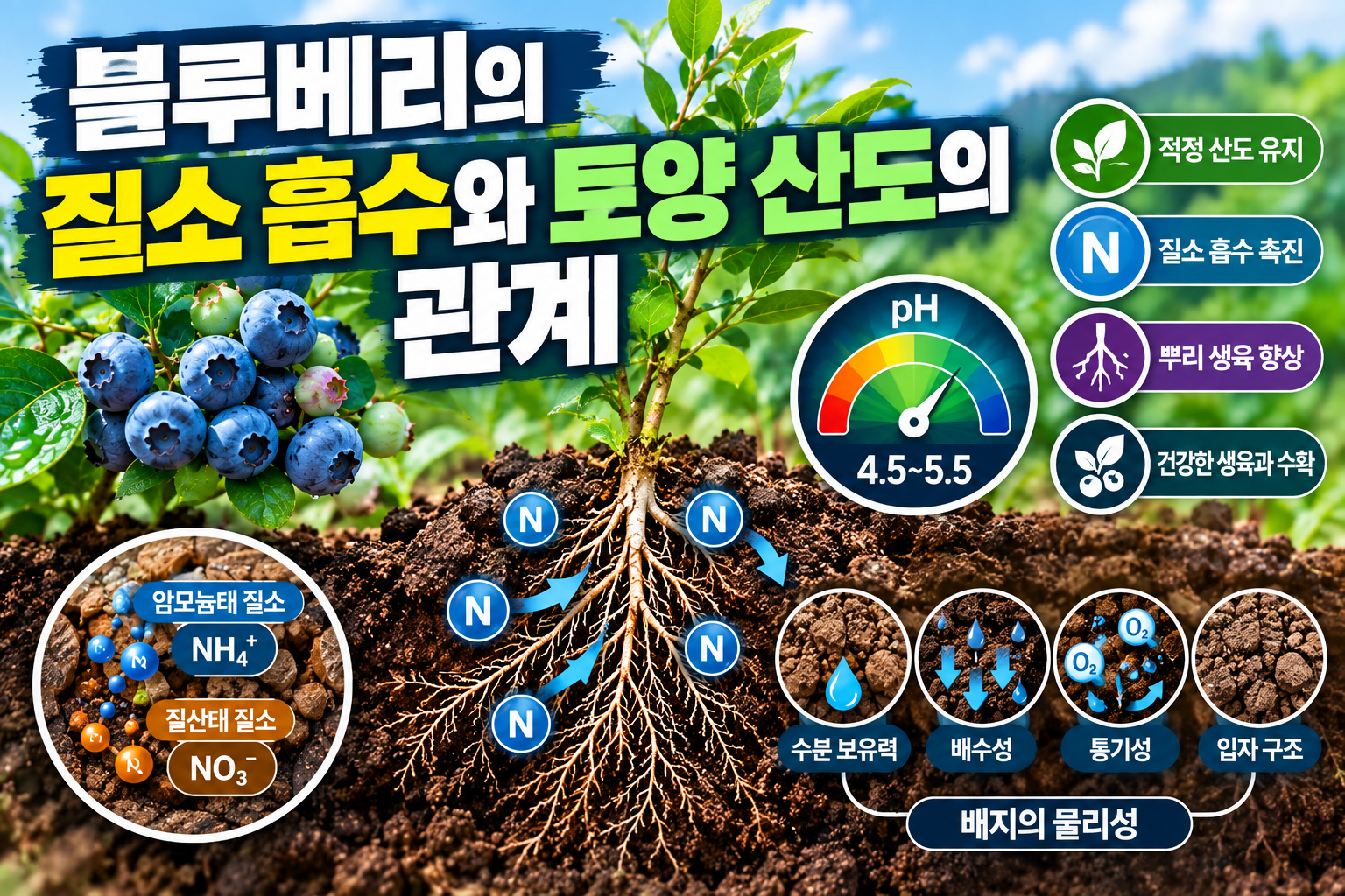 블루베리의 질소 흡수와 토양 산도의 관계