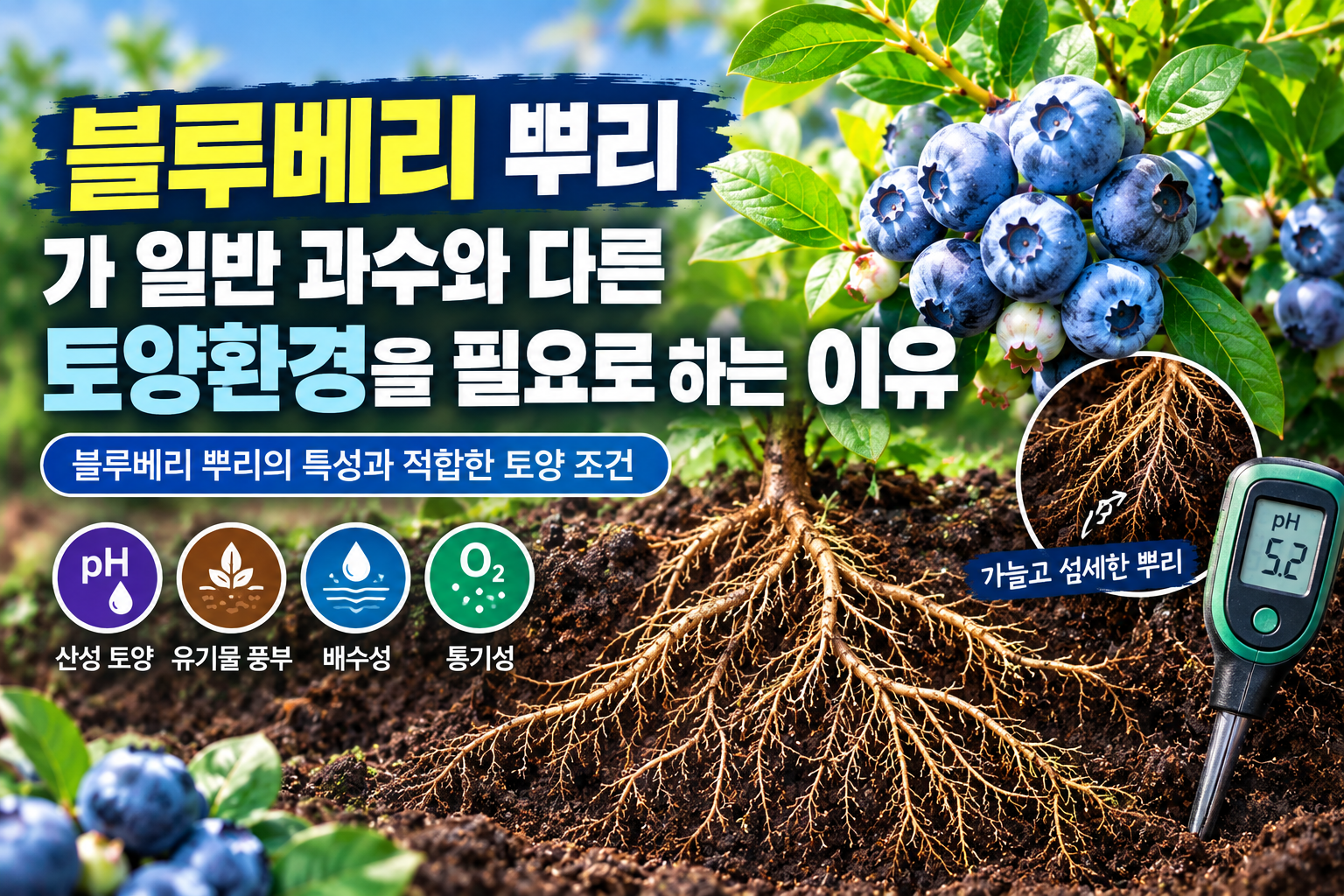 블루베리 뿌리와 토양