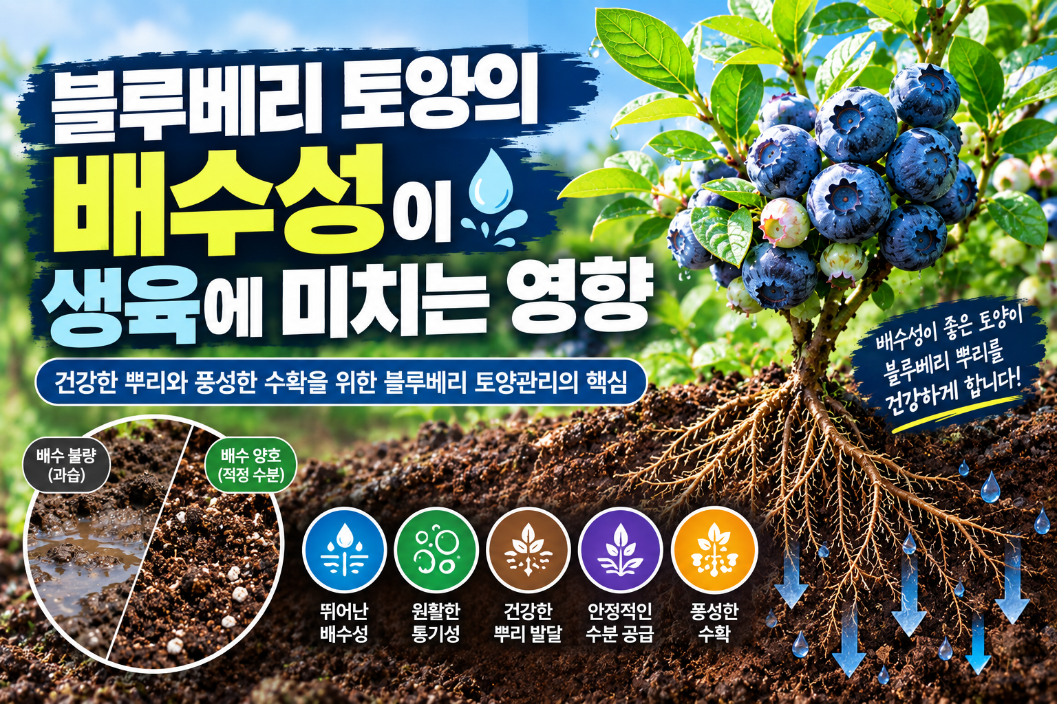 블루베리 토양의 배수성이 생육에 미치는 영향