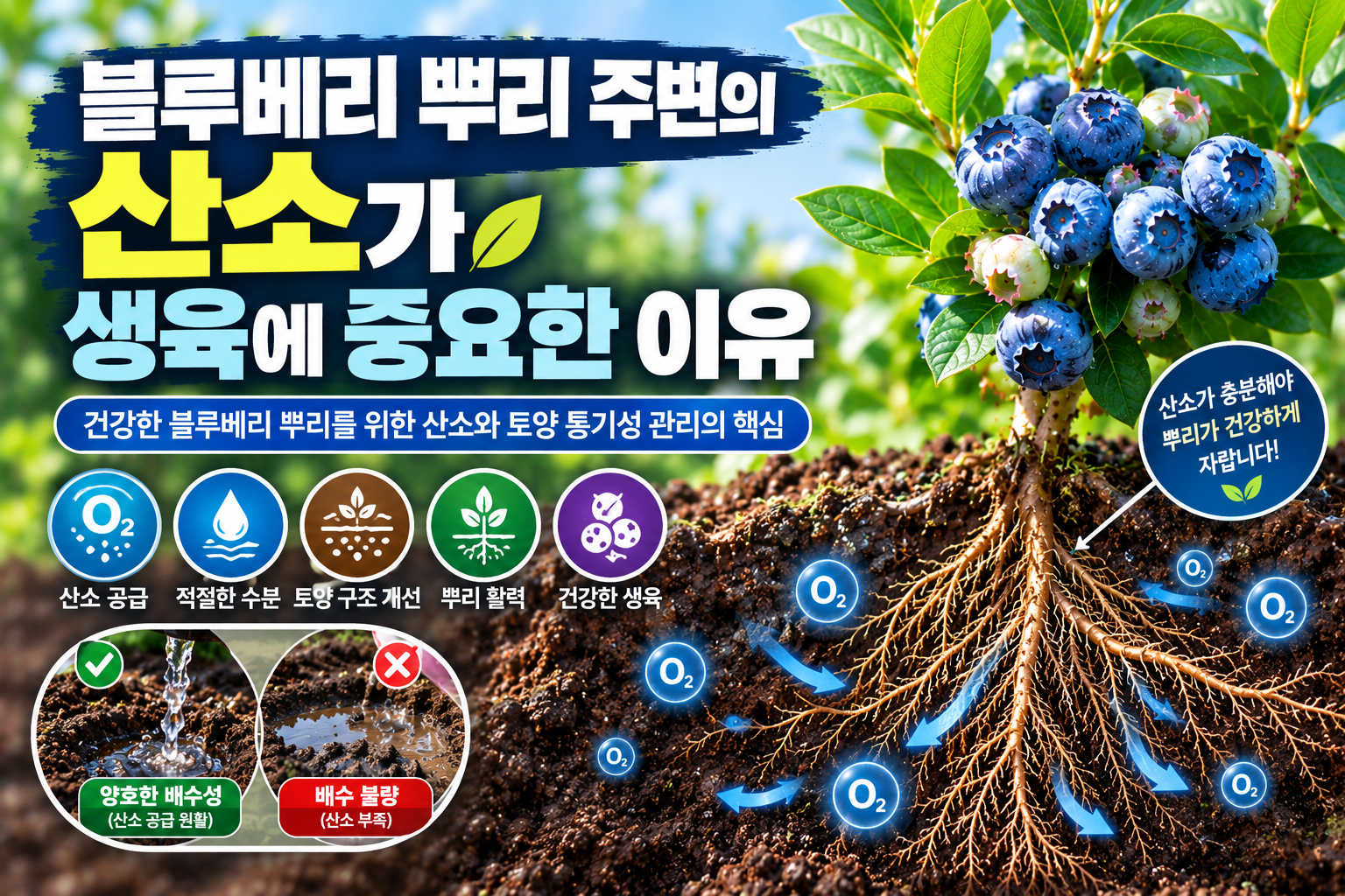 블루베리 뿌리 주변의 산소가 생육에 중요한 이유