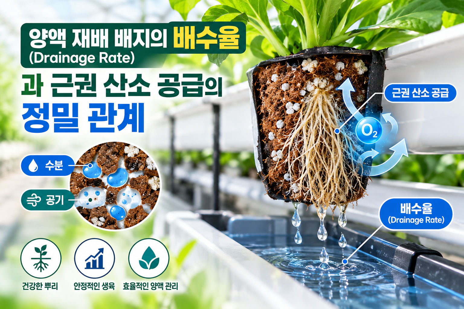 양액 재배 배지의 배수율(Drainage Rate)과 근권 산소 공급의 정밀 관계