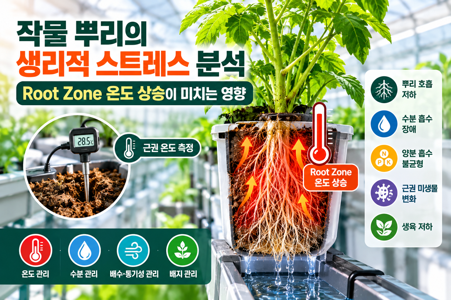 작물 뿌리의 생리적 스트레스 분석: Root Zone 온도 상승이 미치는 영향