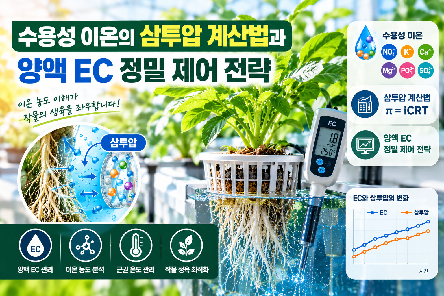 수용성 이온의 삼투압 계산법과 양액 EC 정밀 제어 전략