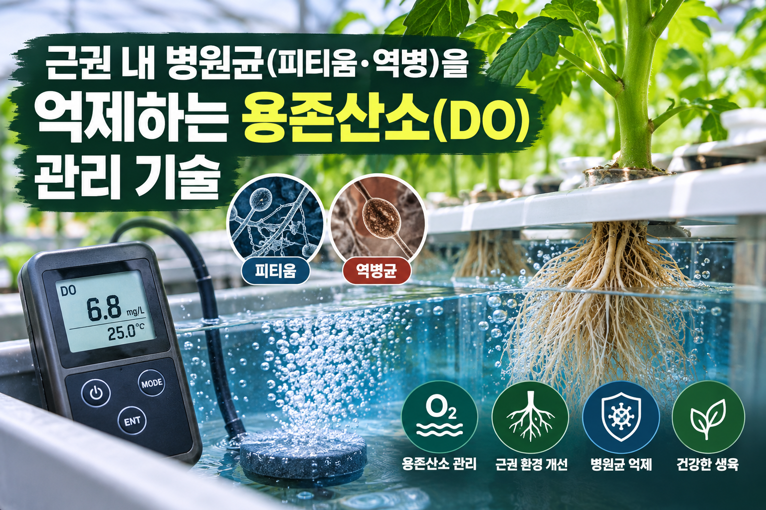 근권 내 병원균(피티움·역병)을 억제하는 용존산소(DO) 관리 기술