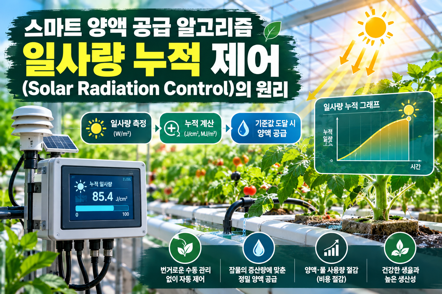 스마트 양액 공급 알고리즘: 일사량 누적 제어(Solar Radiation Control)의 원리